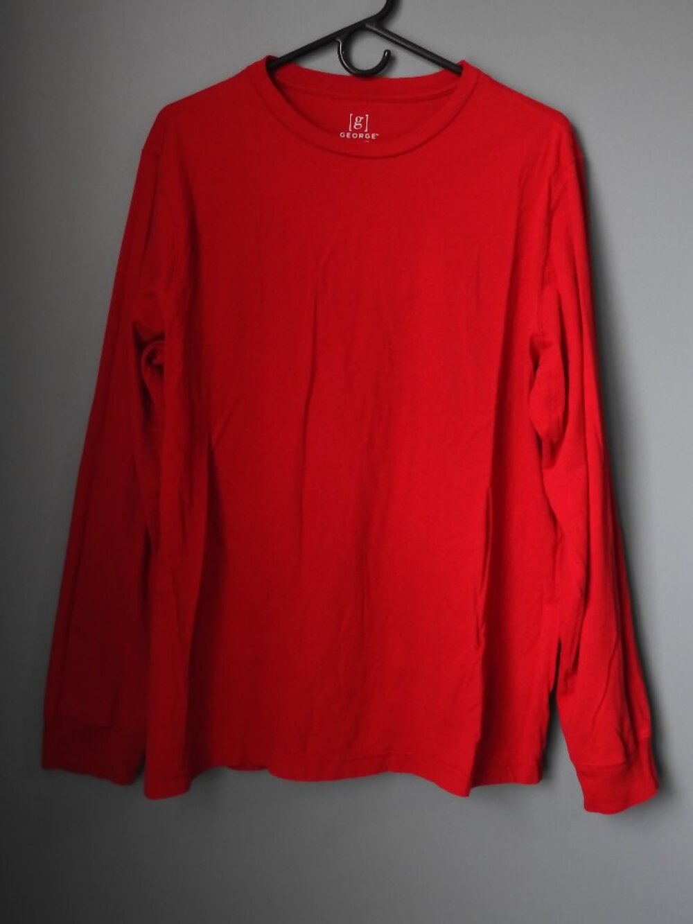 George Men's Crewneck T-Shirt with Long Sleeves, Red XL(46-48)